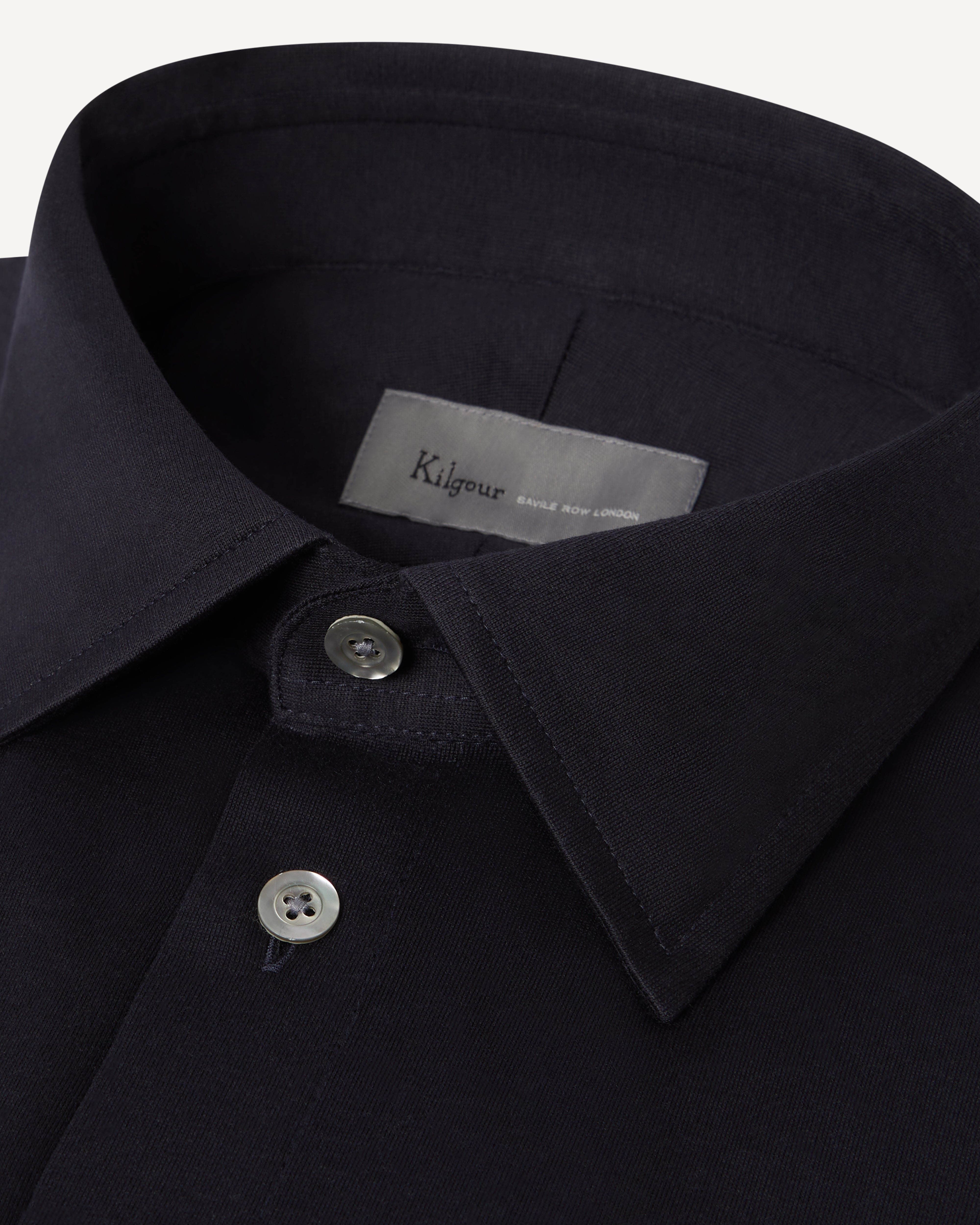 Kilgour Savile Row Tailoring KILGOUR Regular Collar Soft Jersey Shirt Navy