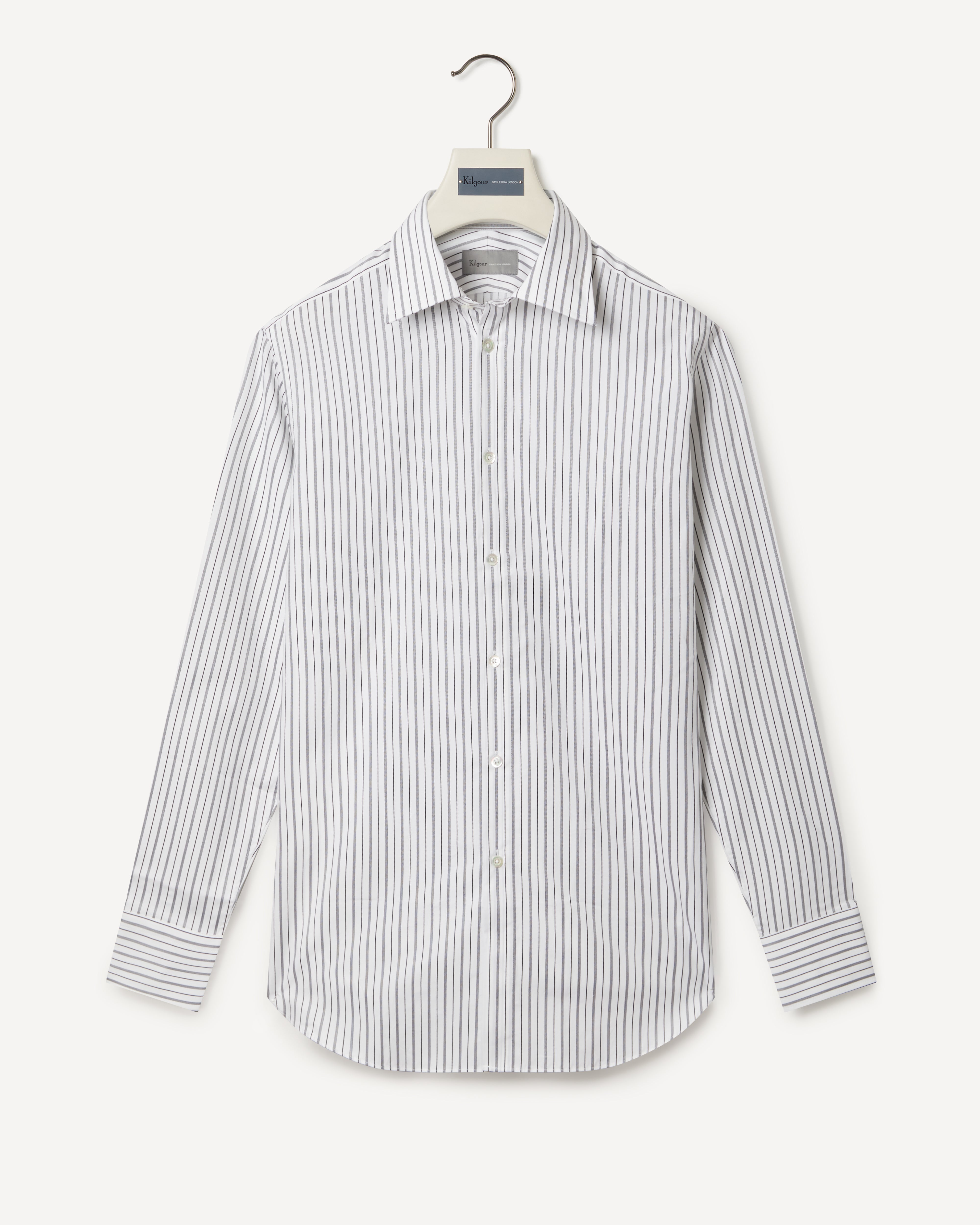 Kilgour Savile Row Tailoring KILGOUR Regular Collar Stripe Shirt White/Black