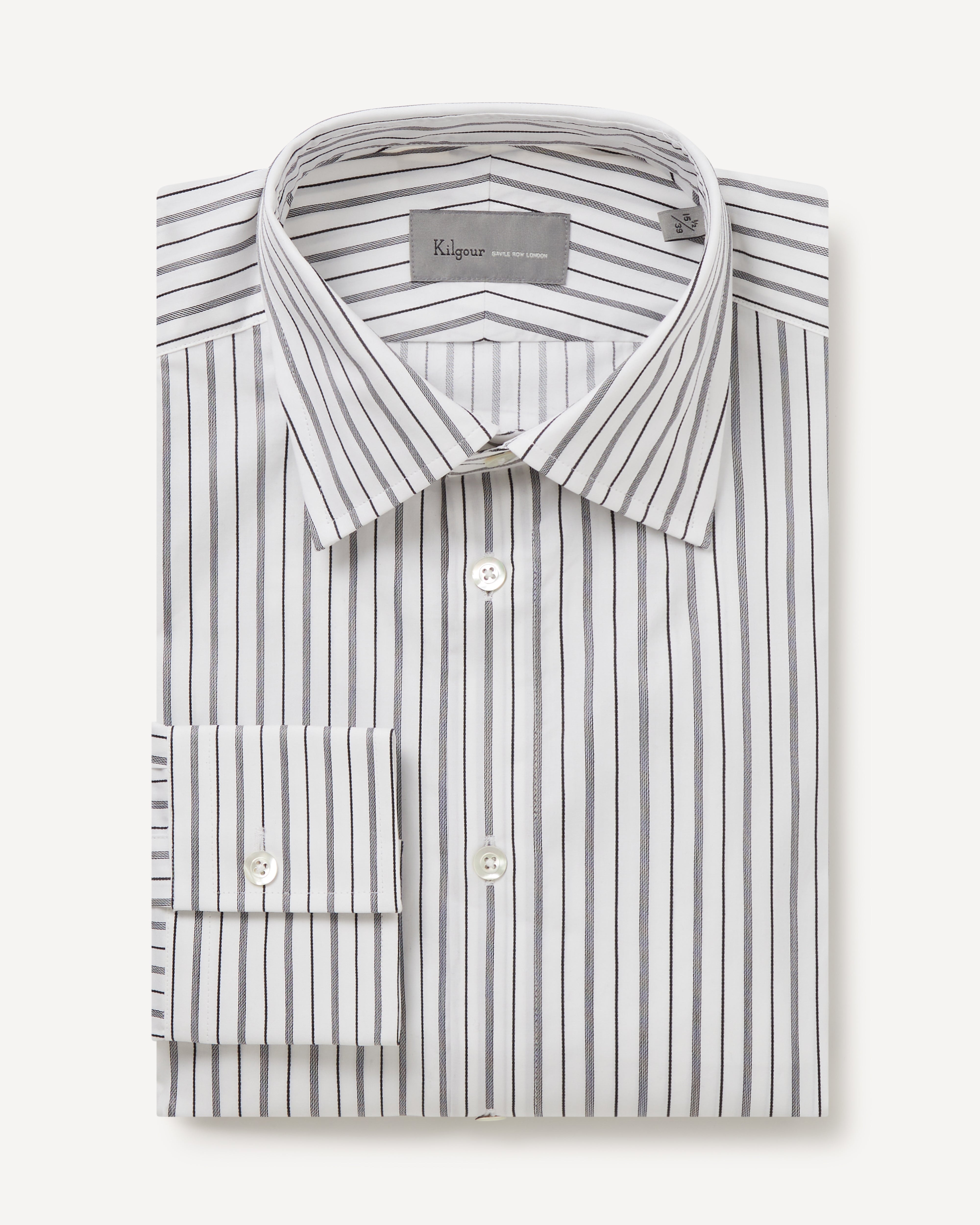 Kilgour Savile Row Tailoring KILGOUR Regular Collar Stripe Shirt White/Black