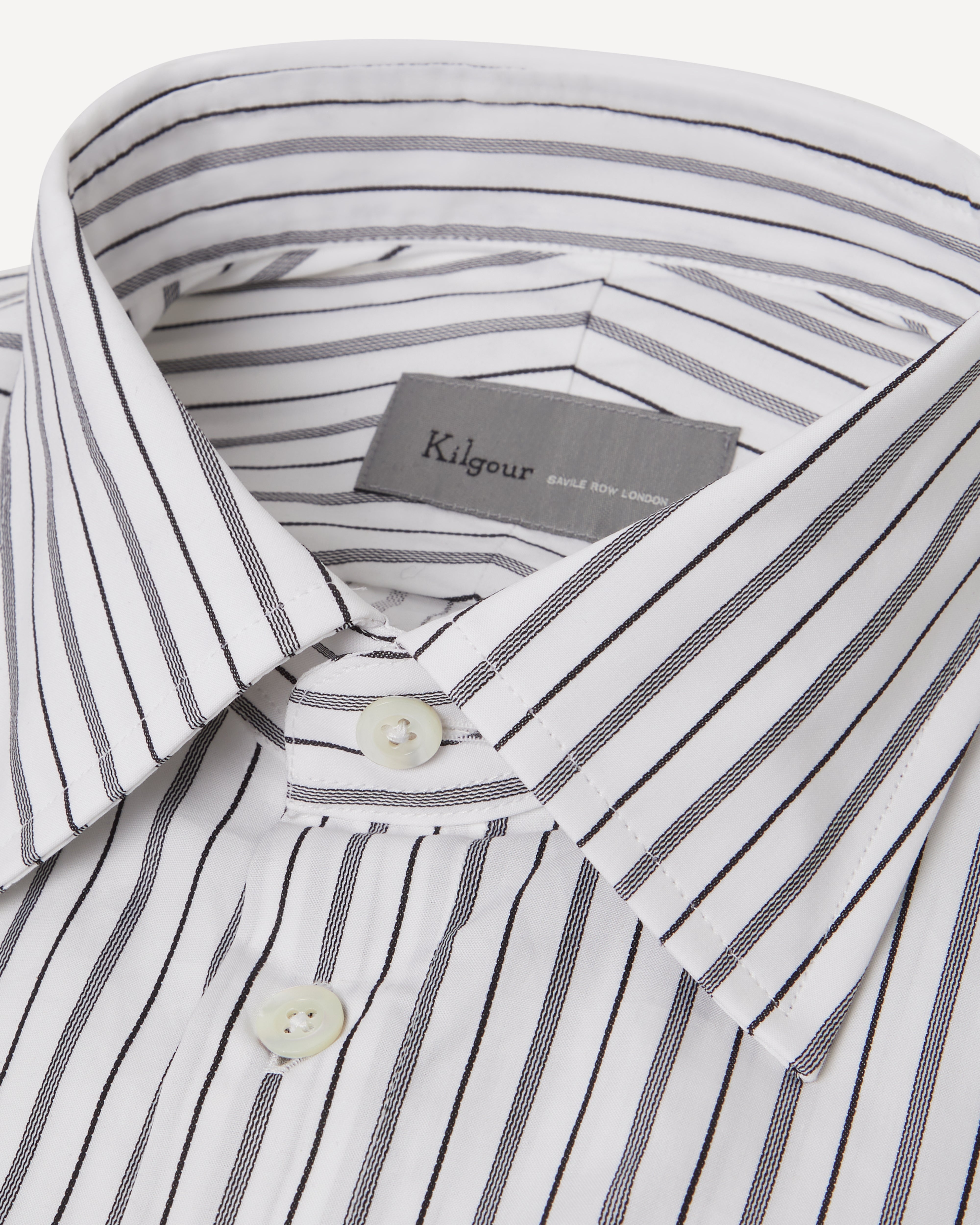 Kilgour Savile Row Tailoring KILGOUR Regular Collar Stripe Shirt White/Black