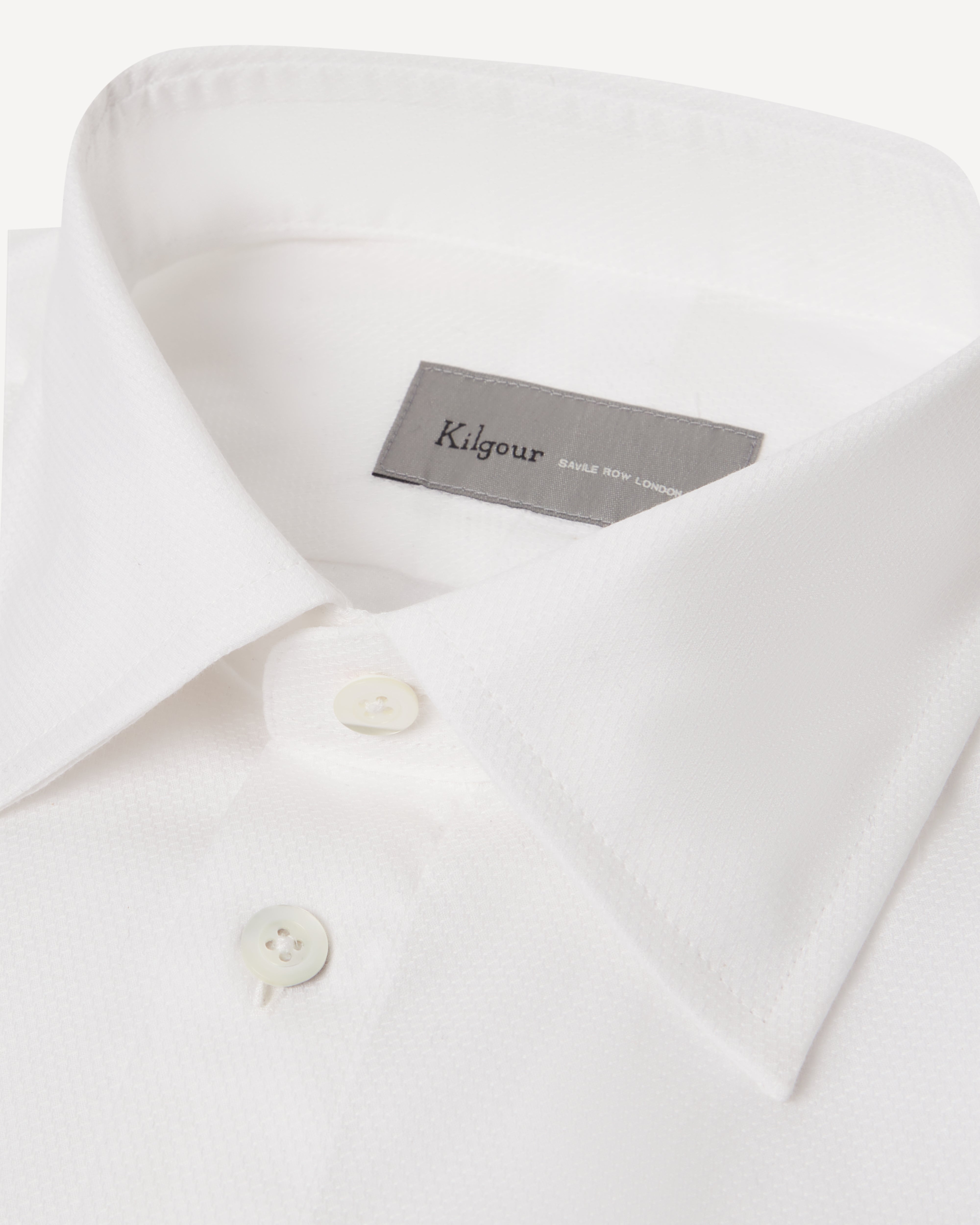 Kilgour Savile Row Tailoring KILGOUR Regular Collar Textured Dobby White Shirt