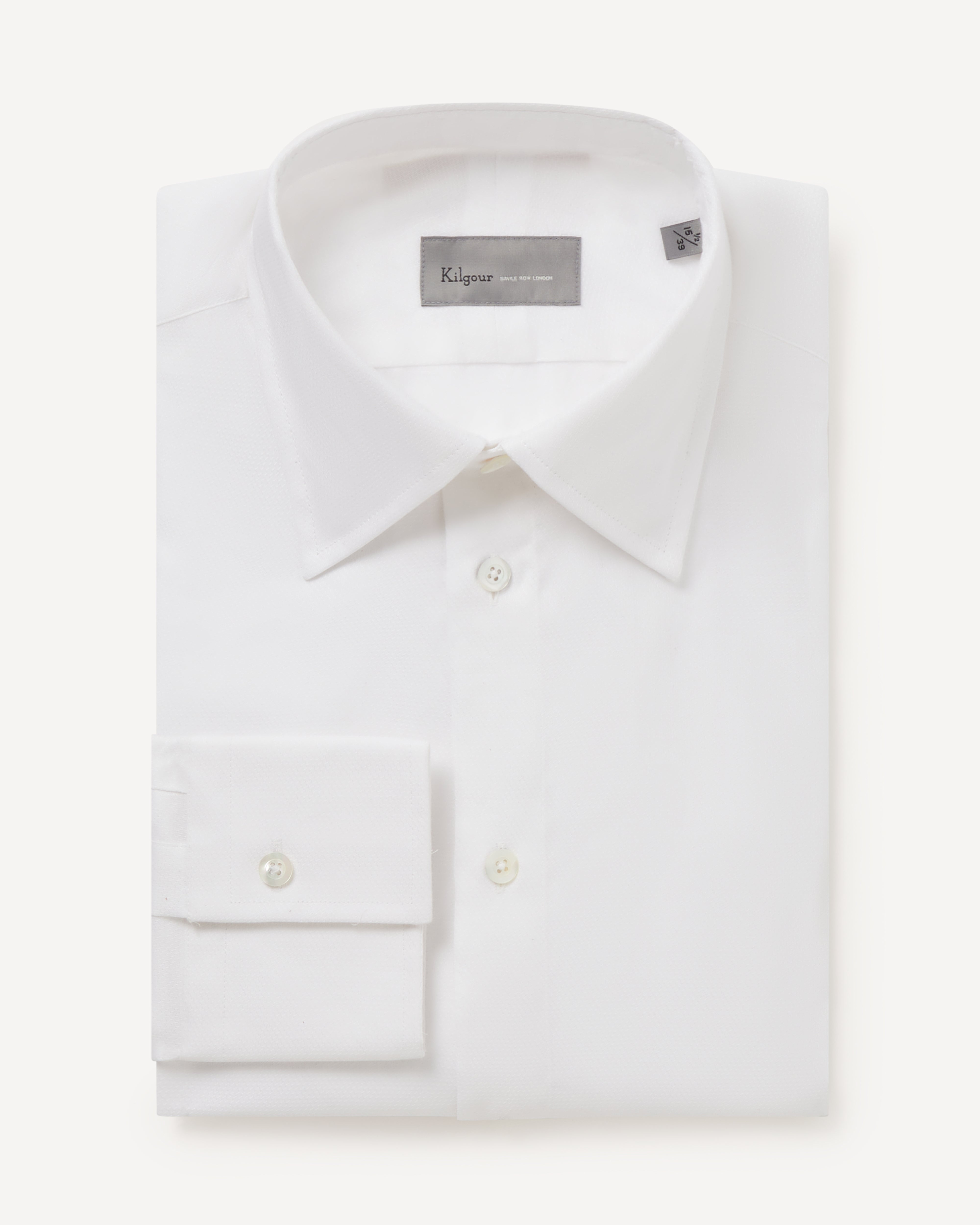 Kilgour Savile Row Tailoring KILGOUR Regular Collar Textured Dobby White Shirt