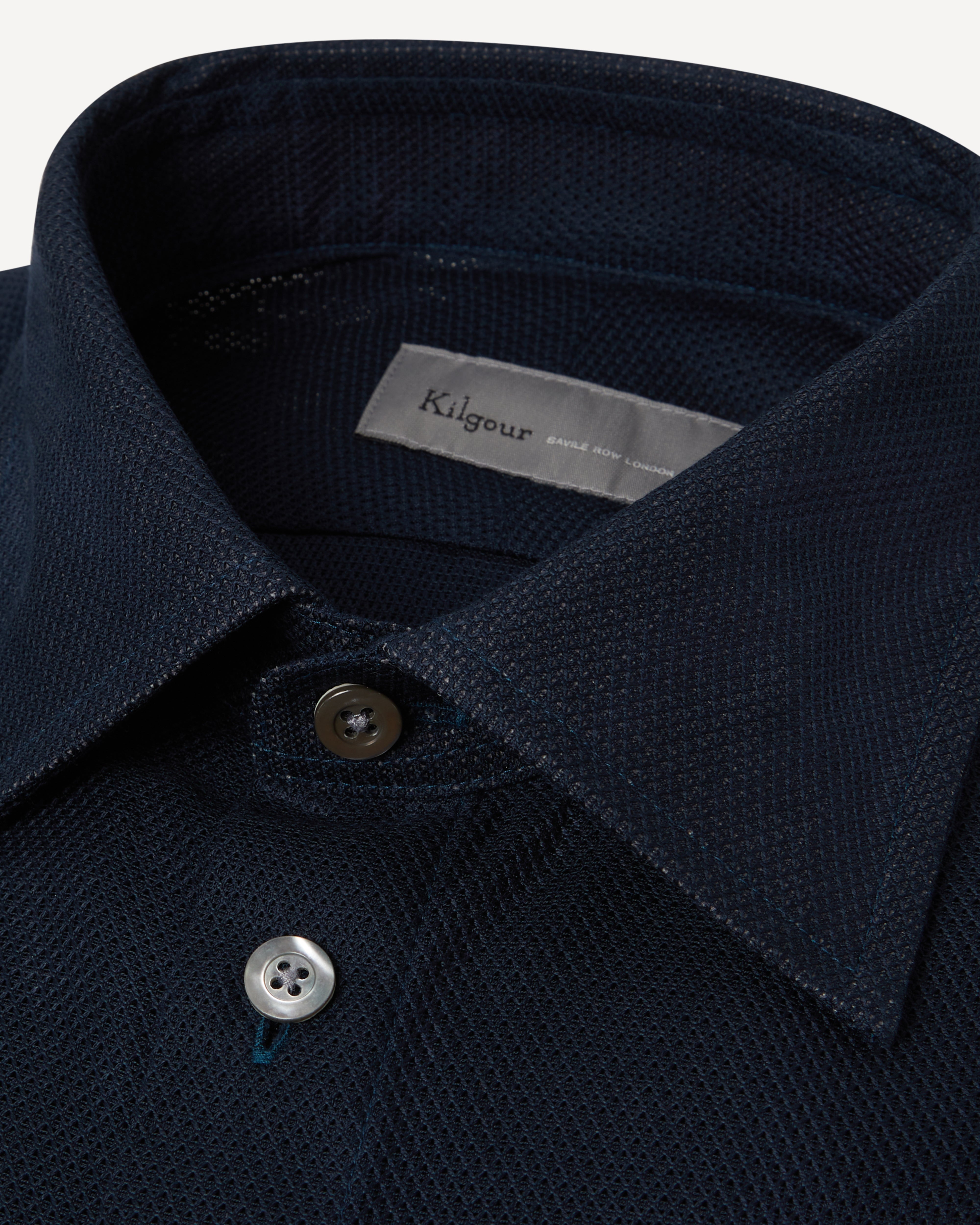 Kilgour Savile Row Tailoring KILGOUR Regular Collar Textured Weave Shirt Navy