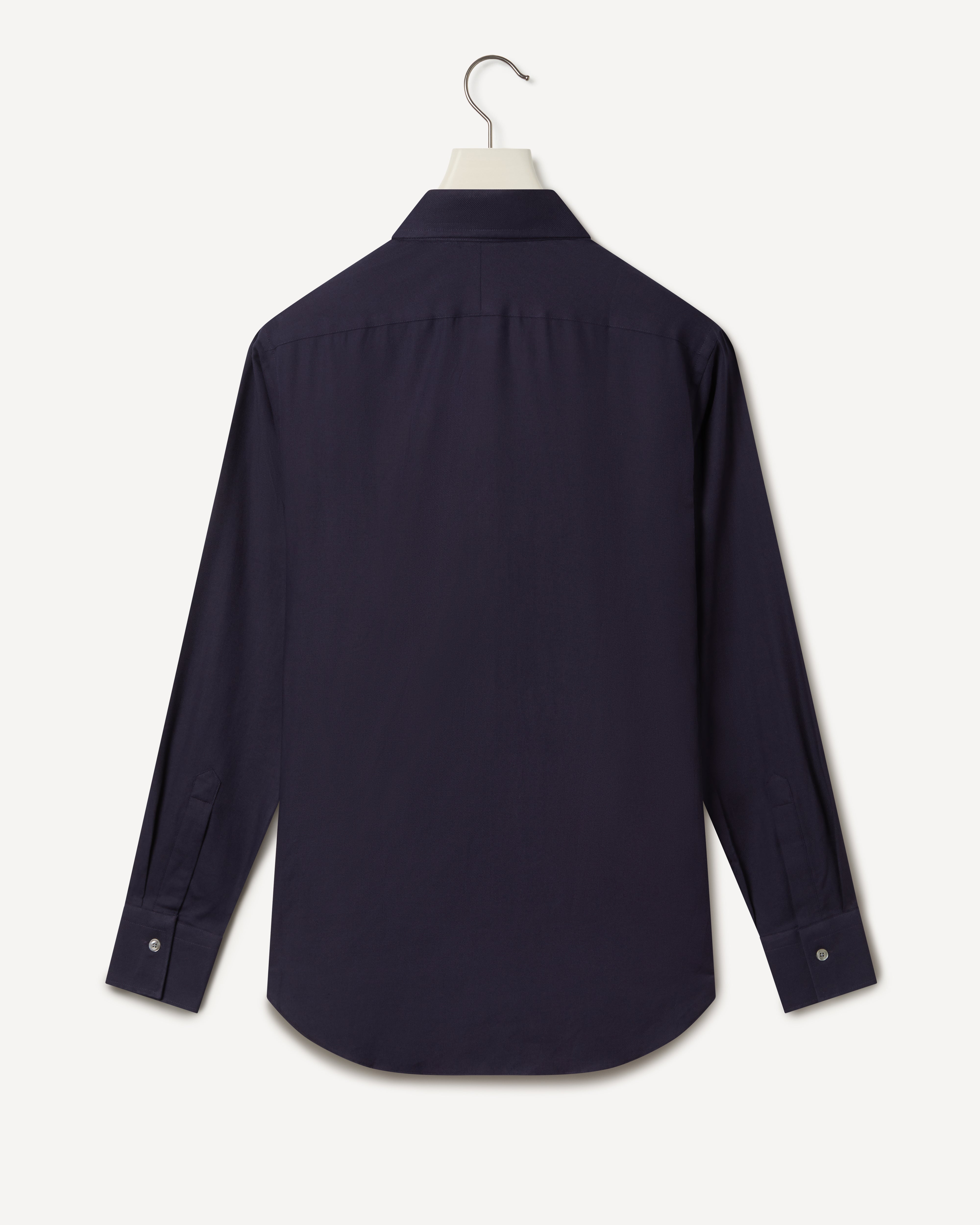 Kilgour Savile Row Tailoring KILGOUR Regular Collar Wool Cashmere Mix Shirt Plain Navy