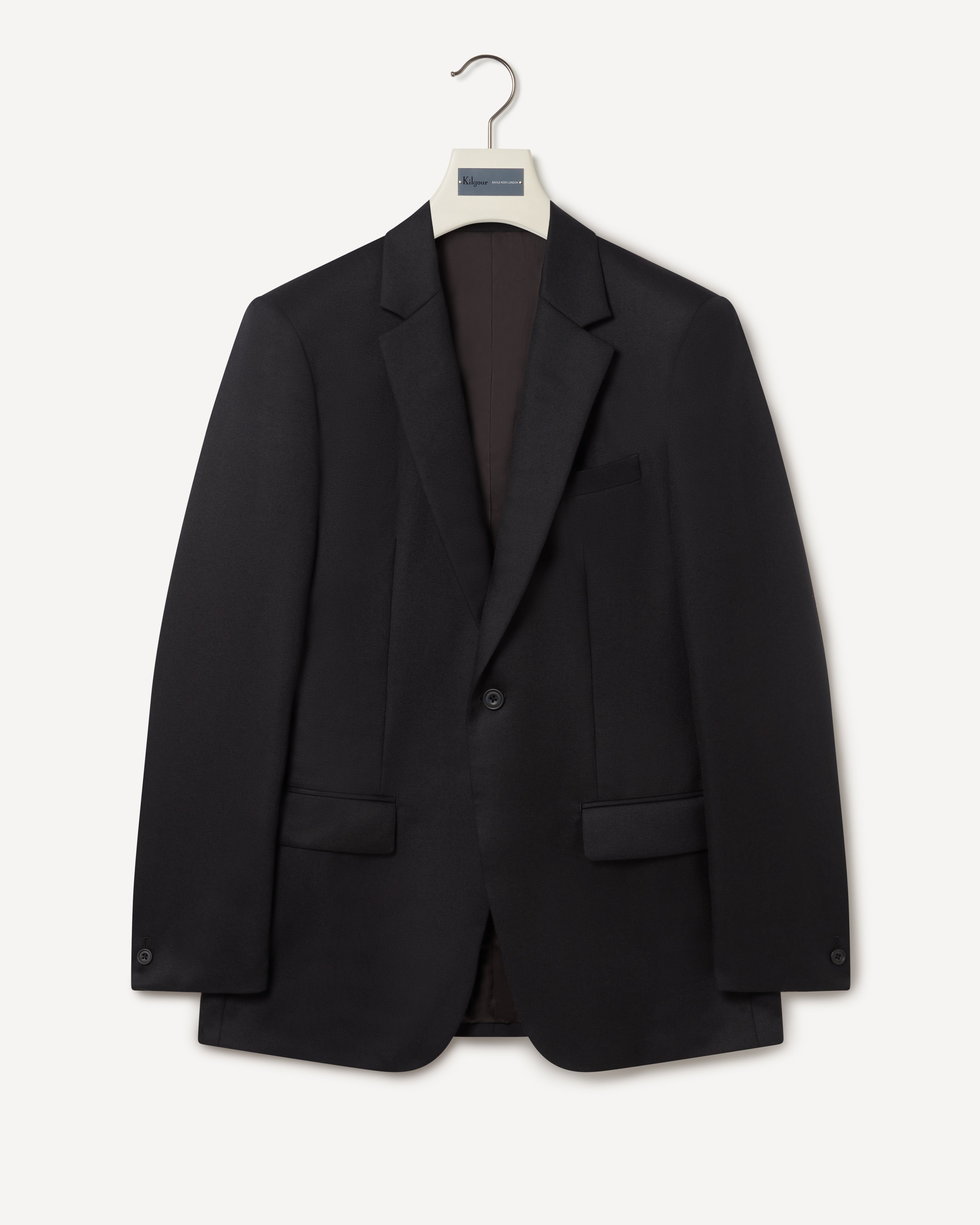 Kilgour Savile Row Tailoring Kilgour Single Breasted 1 Button Barathea Wool Suit Black