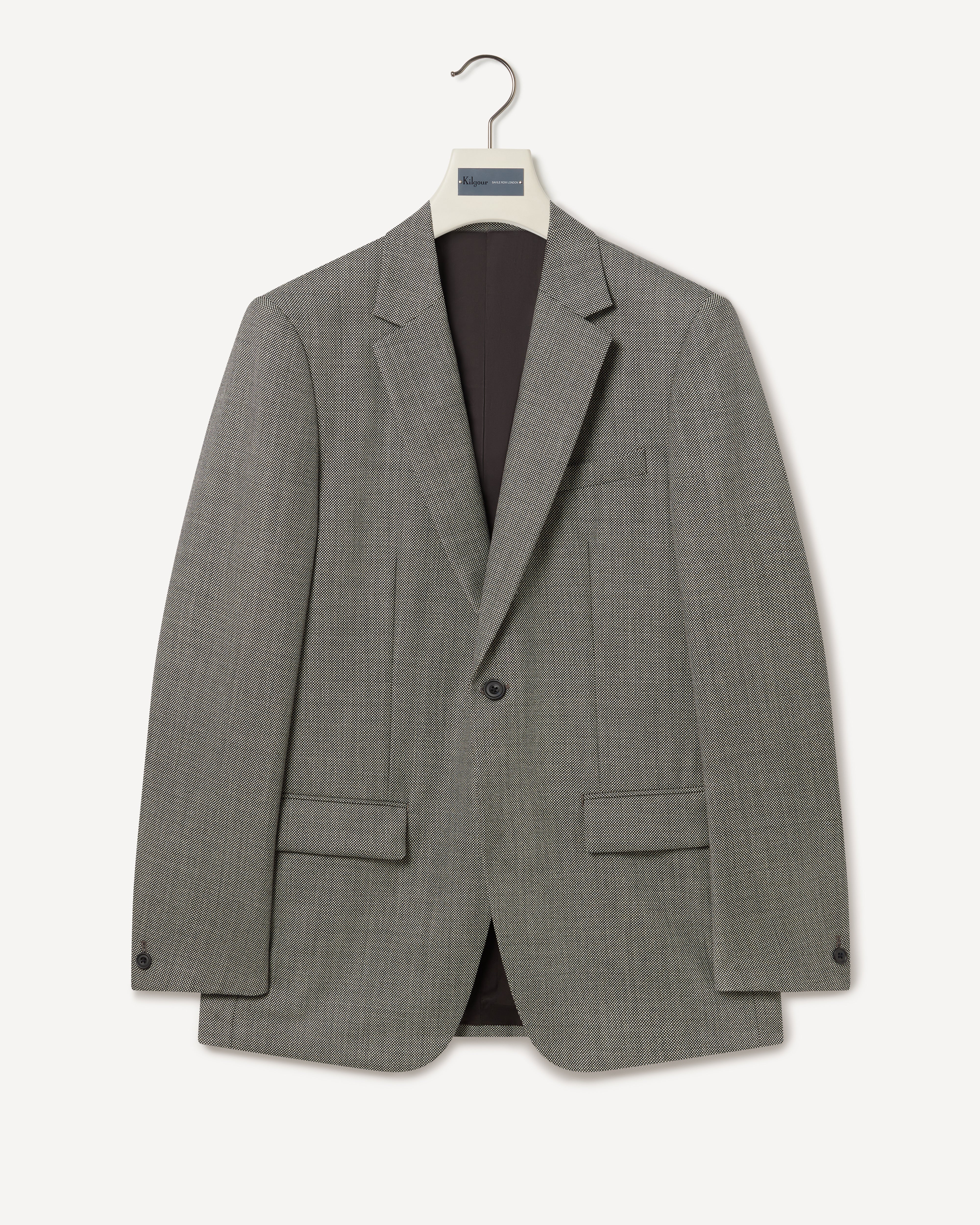 Kilgour Savile Row Tailoring Kilgour Single Breasted 1 Button Birdseye Wool Suit Black/White