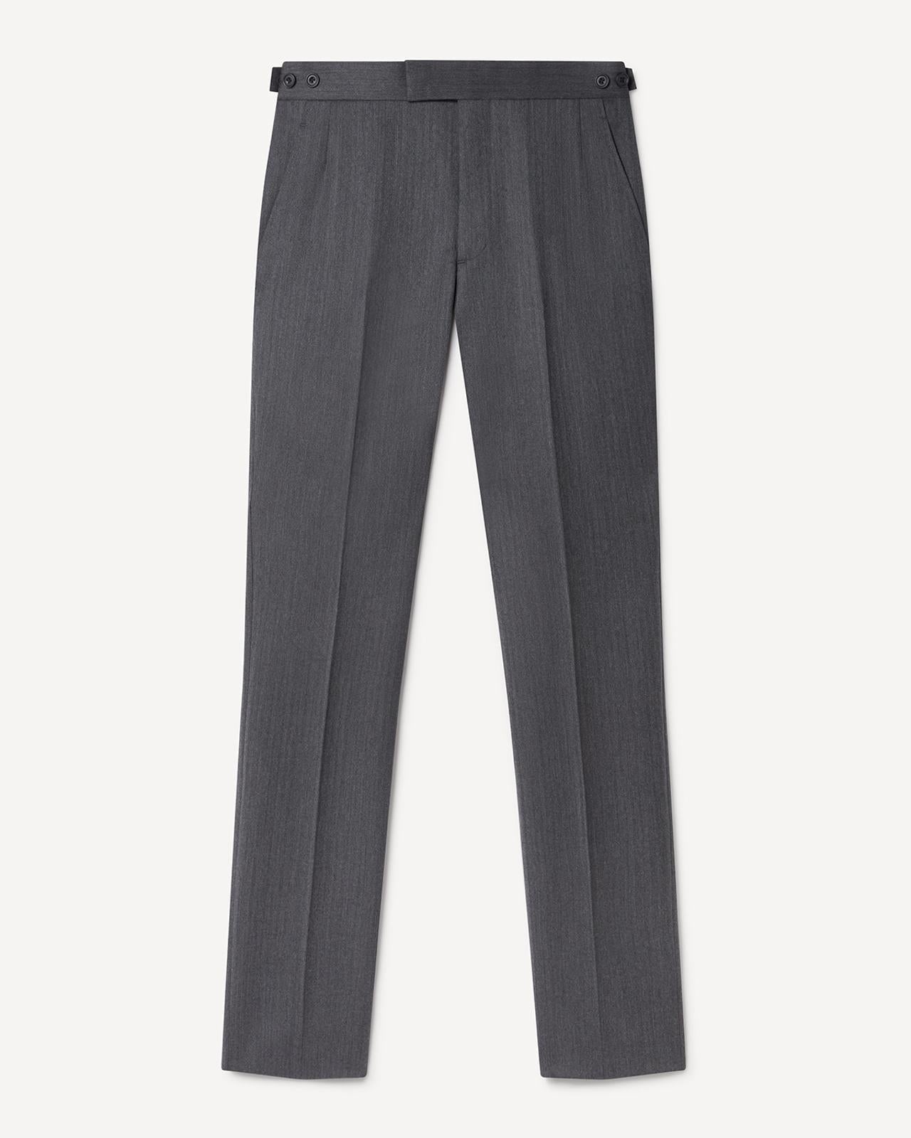 Kilgour Savile Row Tailoring Kilgour Single Breasted 1 Button Herringbone Wool Suit Grey