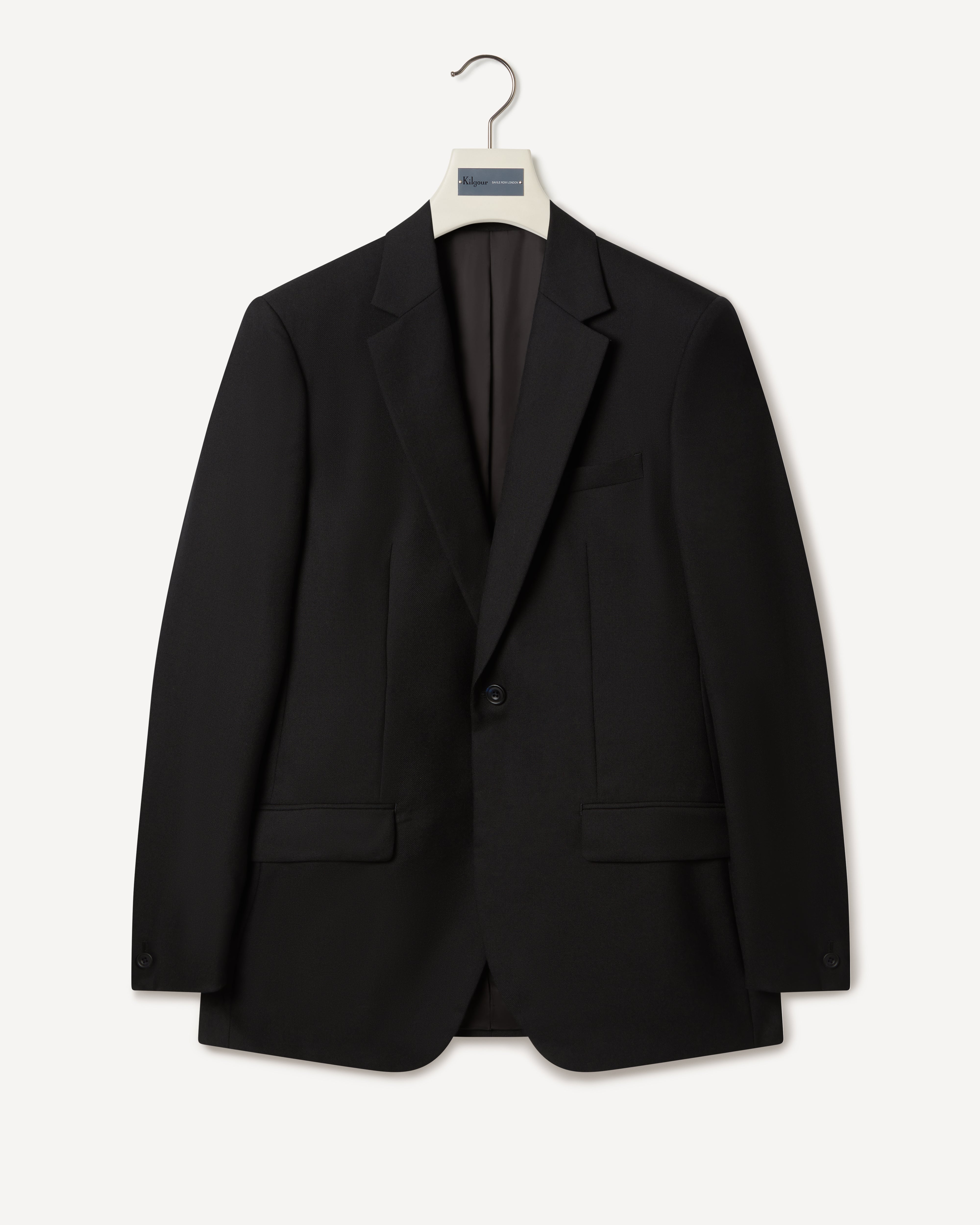 Kilgour Savile Row Tailoring Kilgour Single Breasted 1 Button Hopsack Wool Suit Black