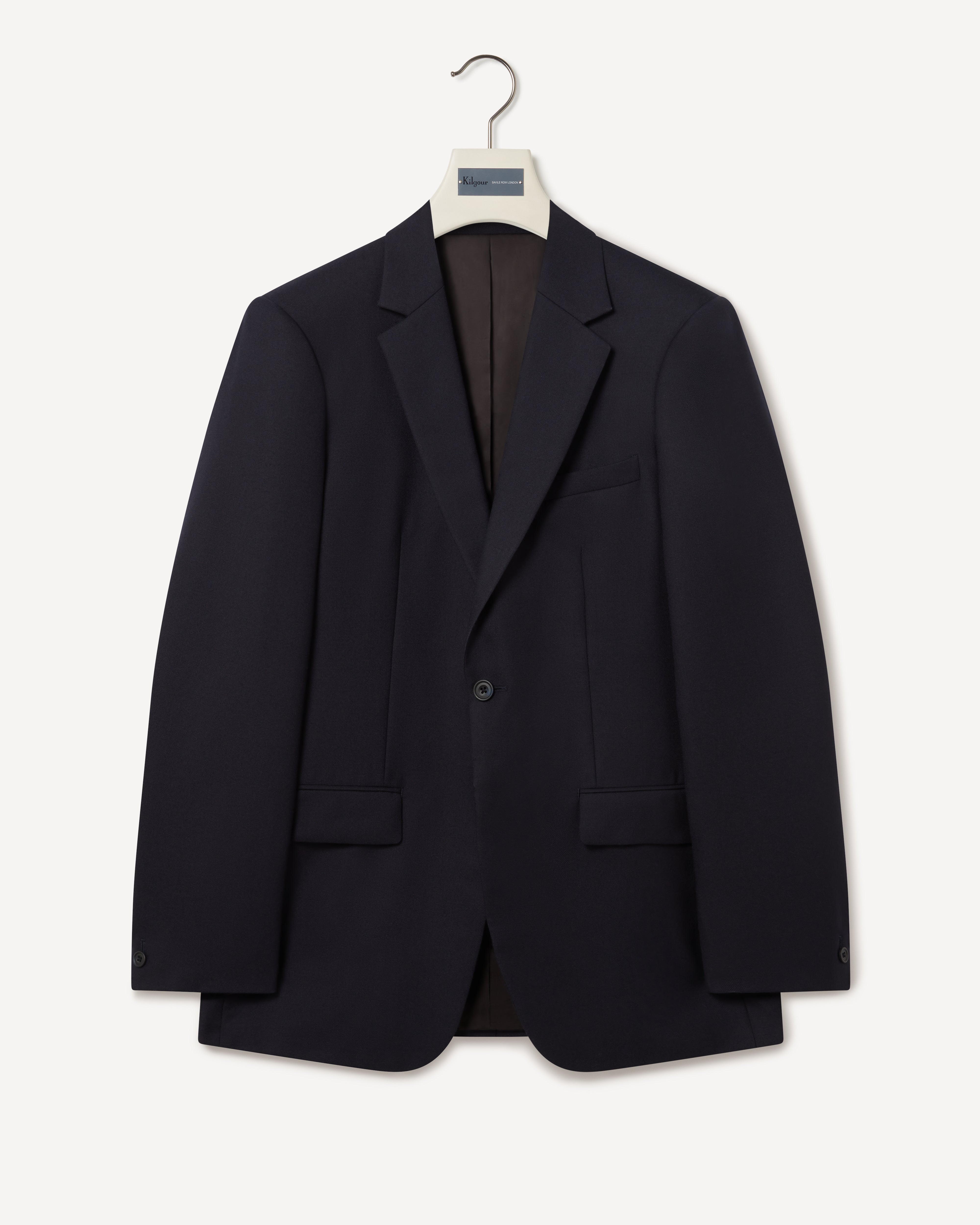 Kilgour Savile Row Tailoring Kilgour Single Breasted 1 Button Hopsack Wool Suit Midnight Navy