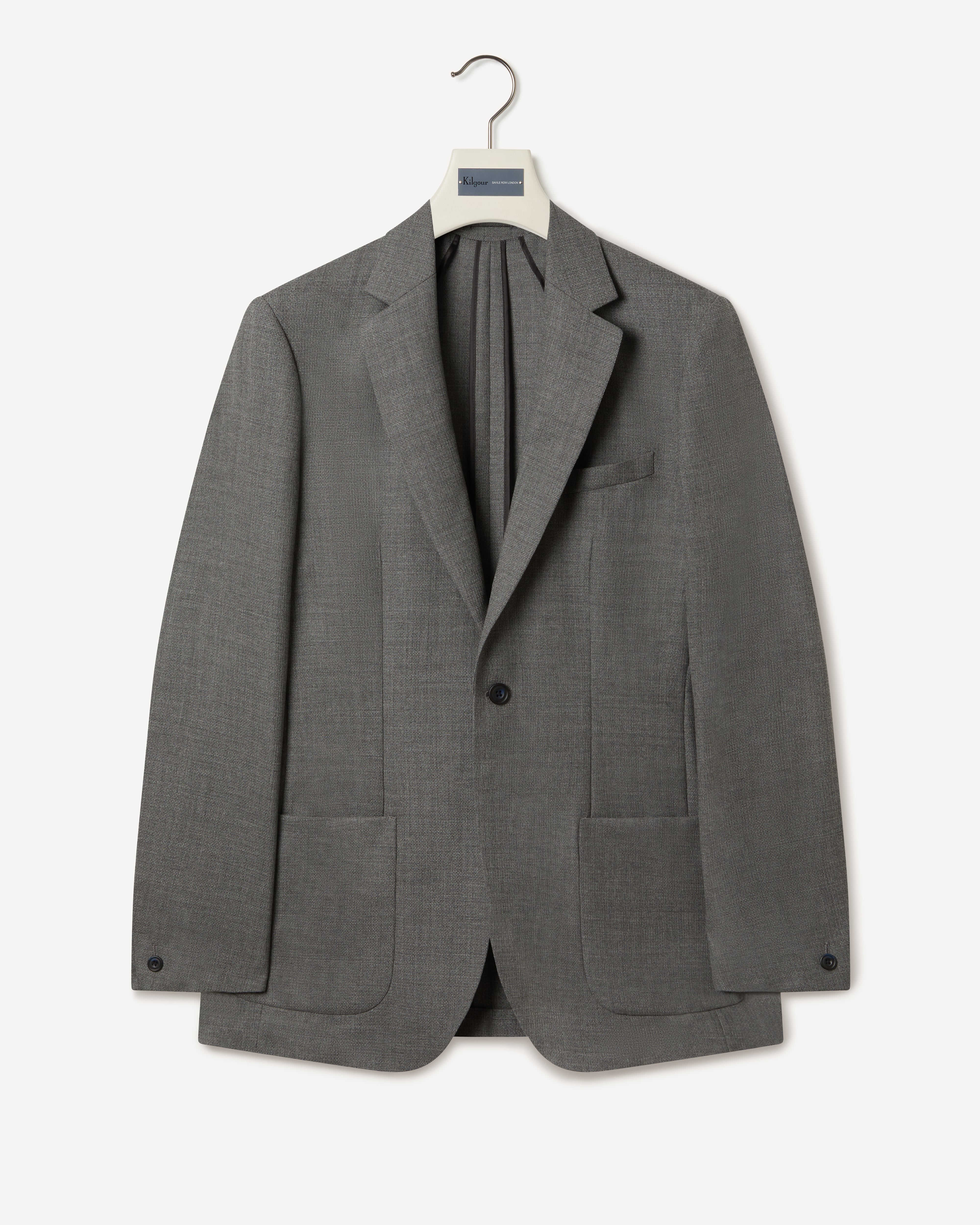 Kilgour Savile Row Tailoring Kilgour Single Breasted 1 Button Mock Leno Jacket Grey