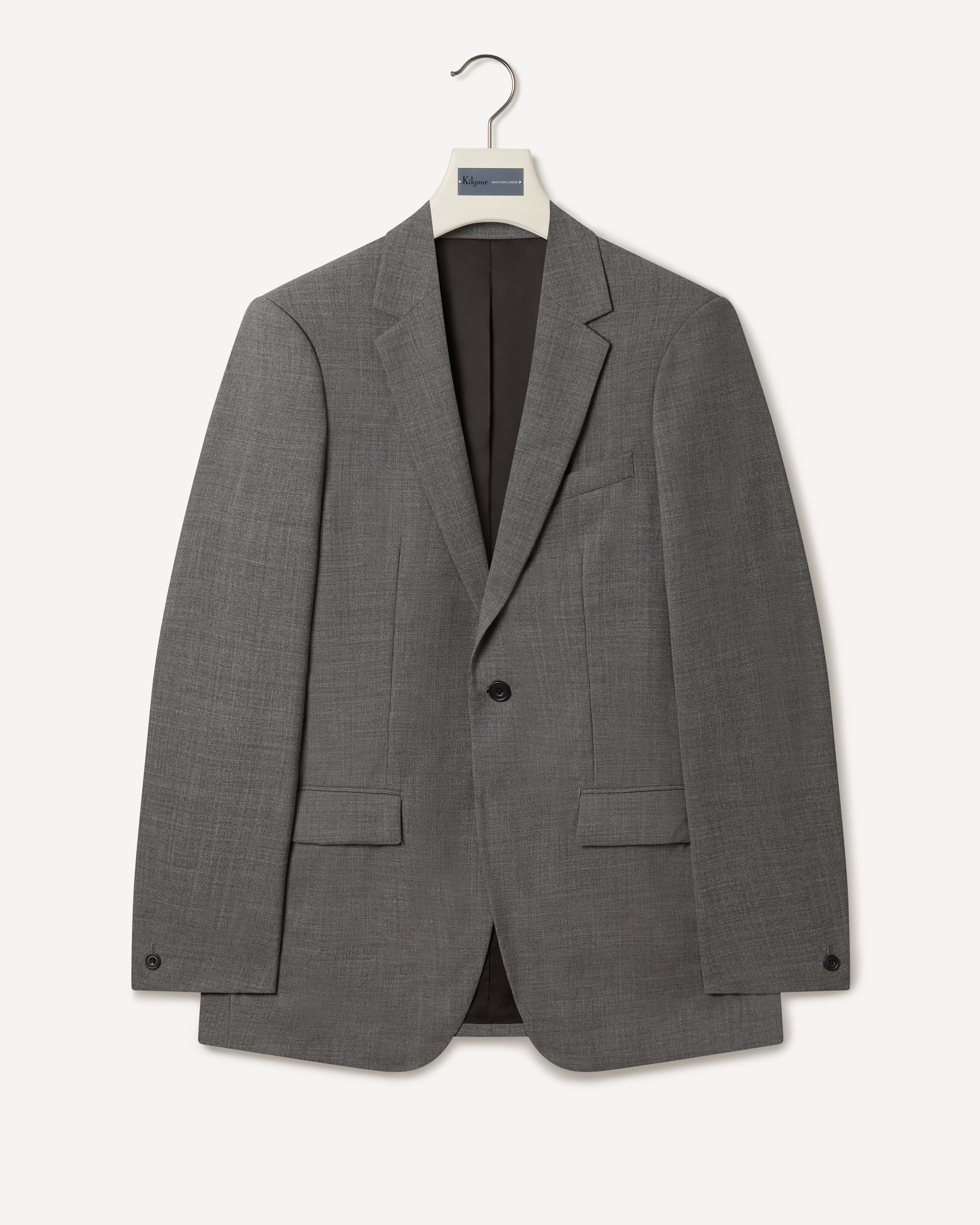 Kilgour Savile Row Tailoring Kilgour Single Breasted 1 Button Plain Fresco Wool Suit Grey