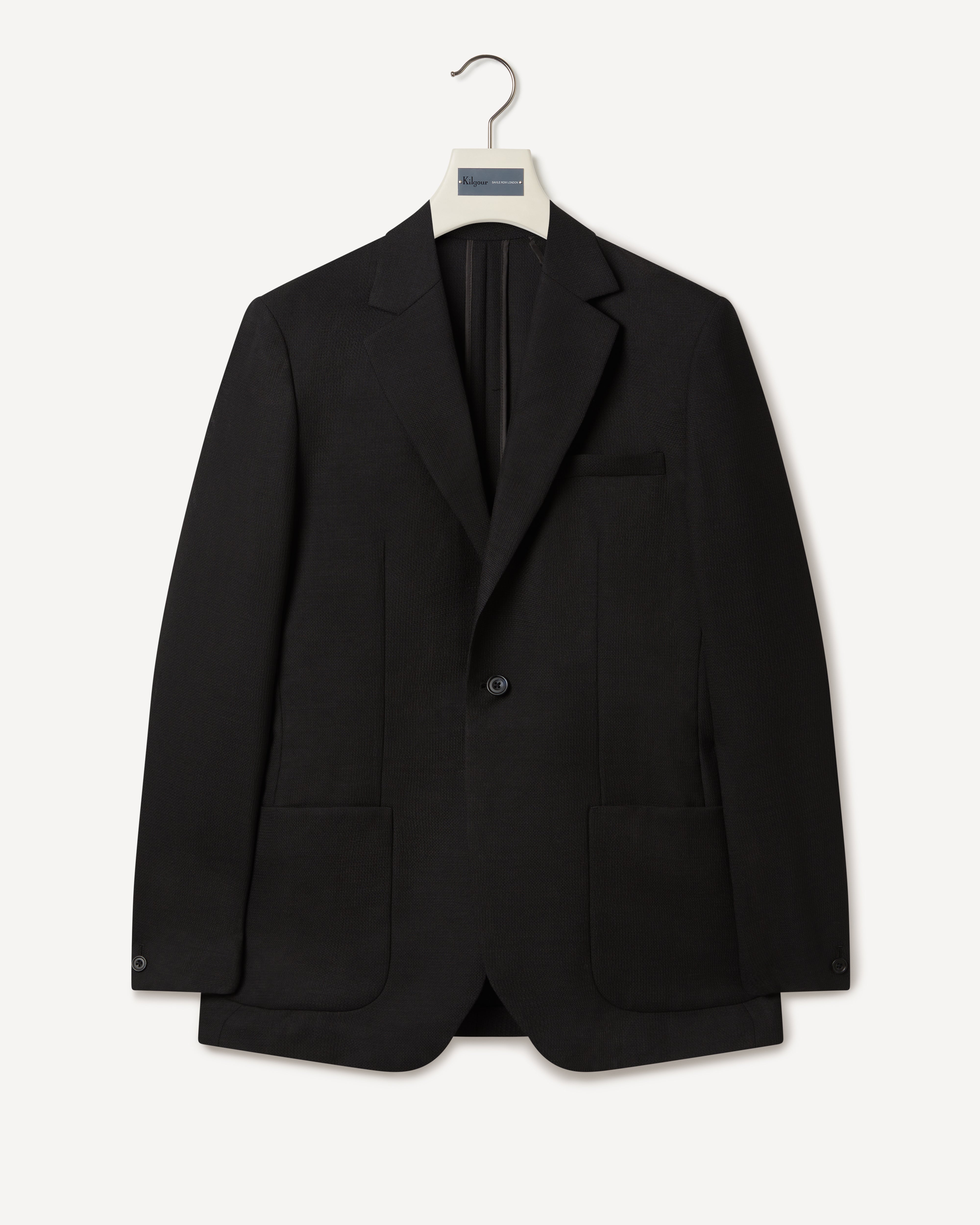 Kilgour Savile Row Tailoring Kilgour Single Breasted 1 Button Plain Mock Leno Jacket Black