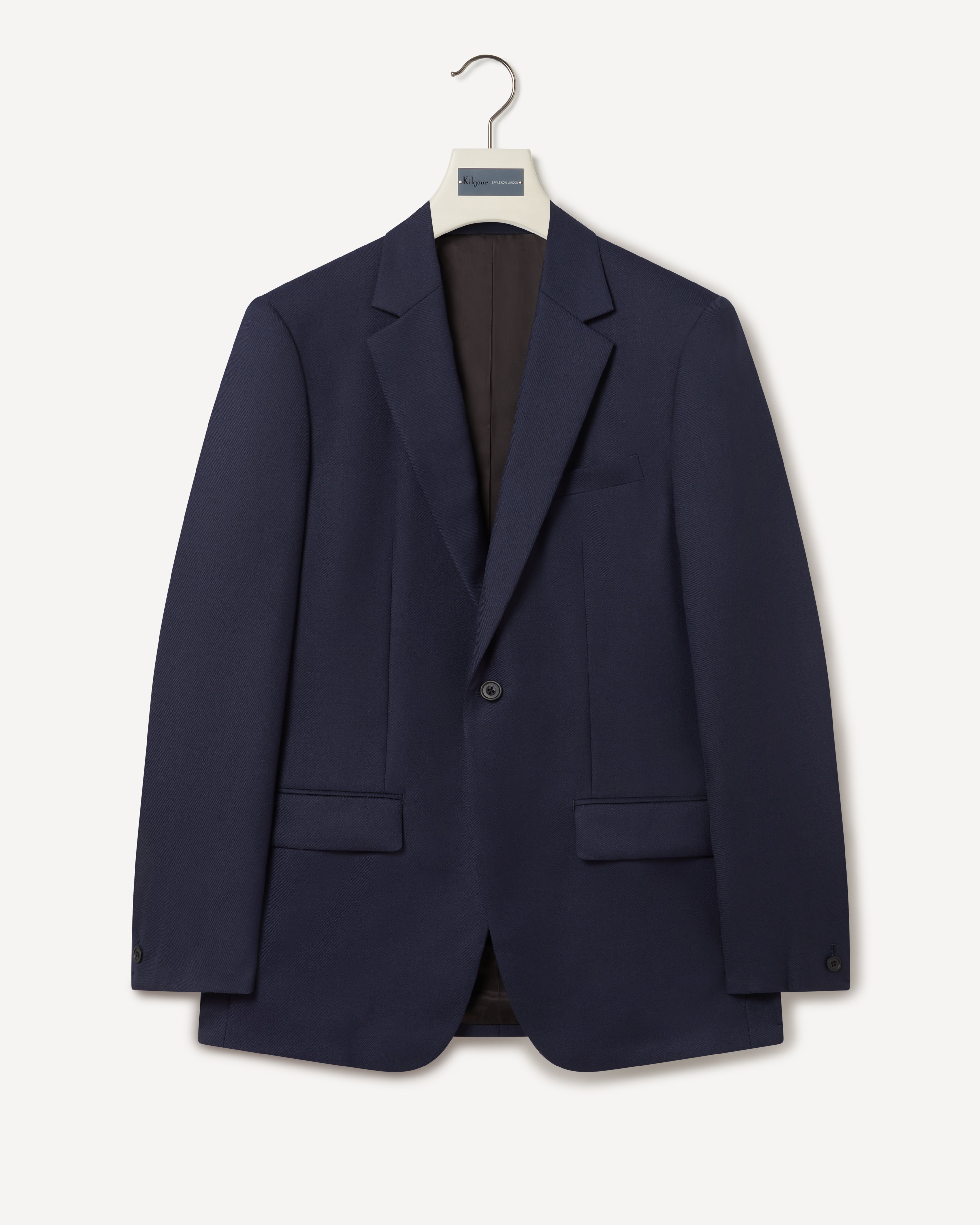 Kilgour Savile Row Tailoring Kilgour Single Breasted 1 Button Plain Twill Wool Suit Bright Navy
