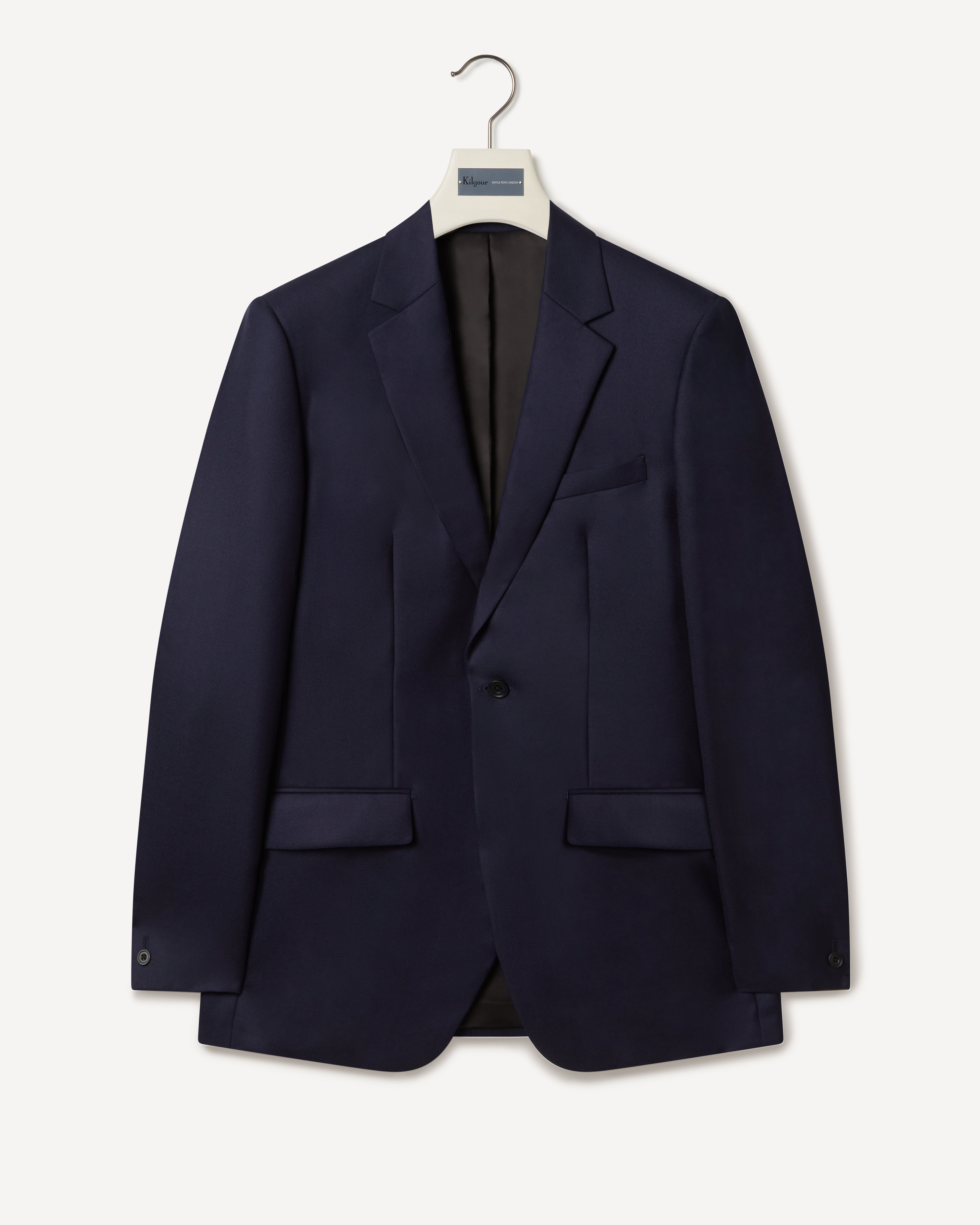 Kilgour Savile Row Tailoring Kilgour Single Breasted 1 Button Plain Twill Wool Suit Navy