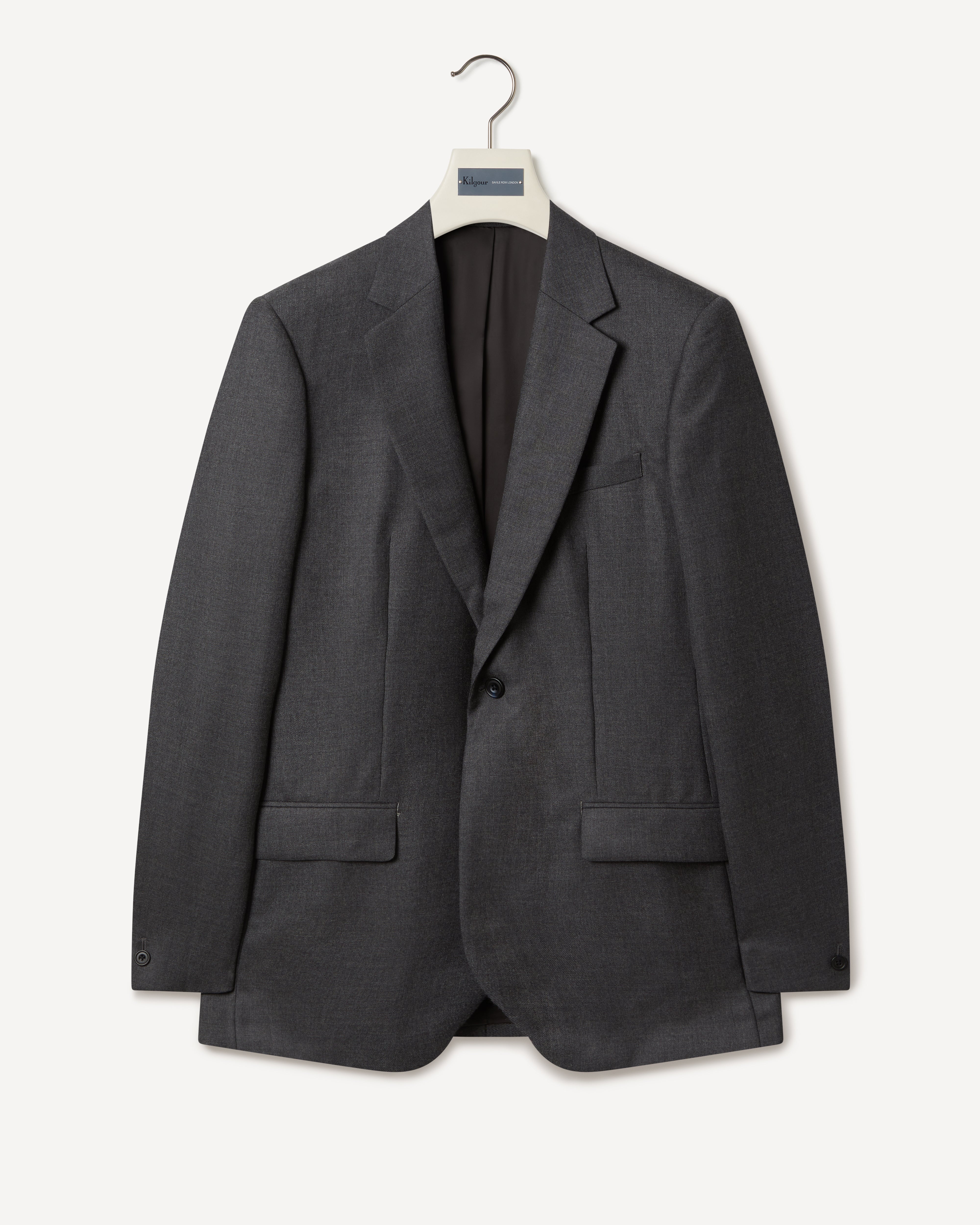 Kilgour Savile Row Tailoring Kilgour Single Breasted 1 Button Plain Wool Suit Mid Grey