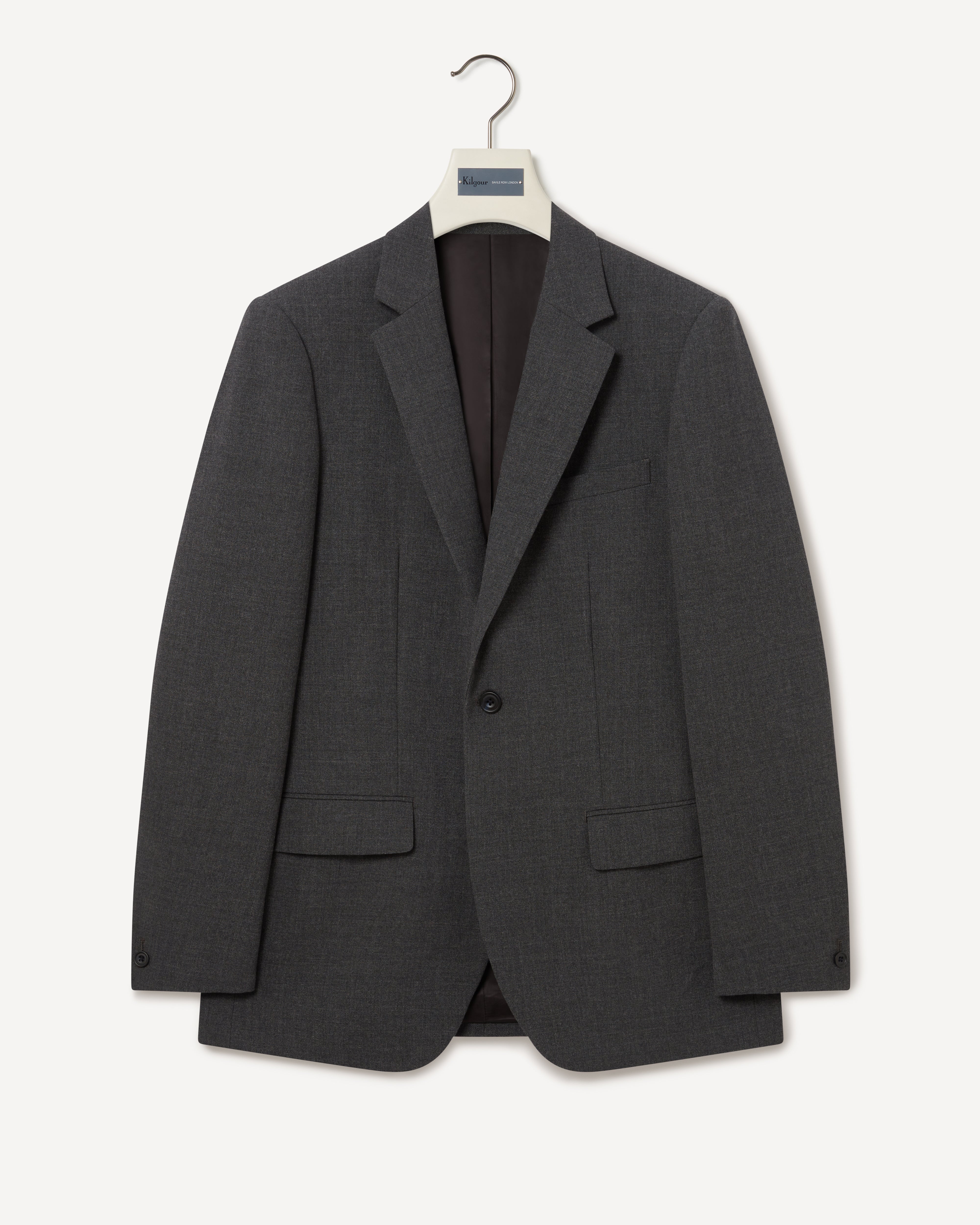 Kilgour Savile Row Tailoring Kilgour Single Breasted 1 Button Plain Wool Suit Mid Grey
