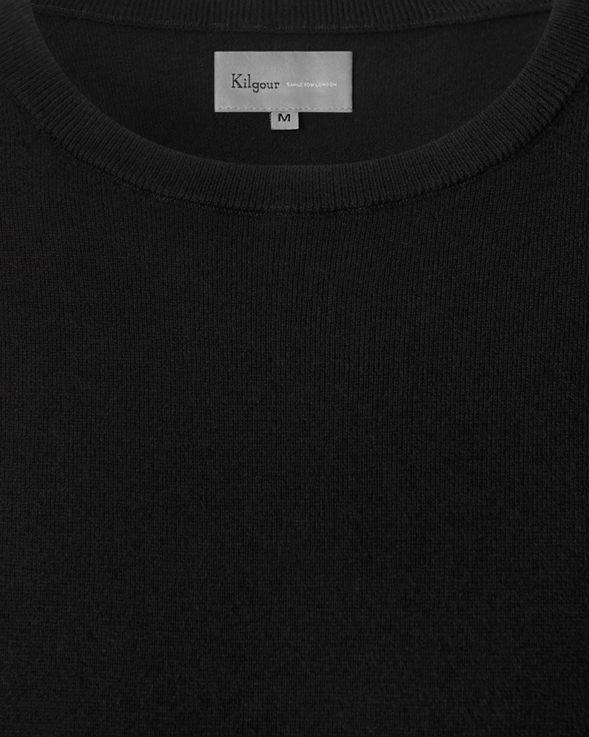 Kilgour Savile Row Tailoring S/S Cotton Cashmere Crew Neck Black
