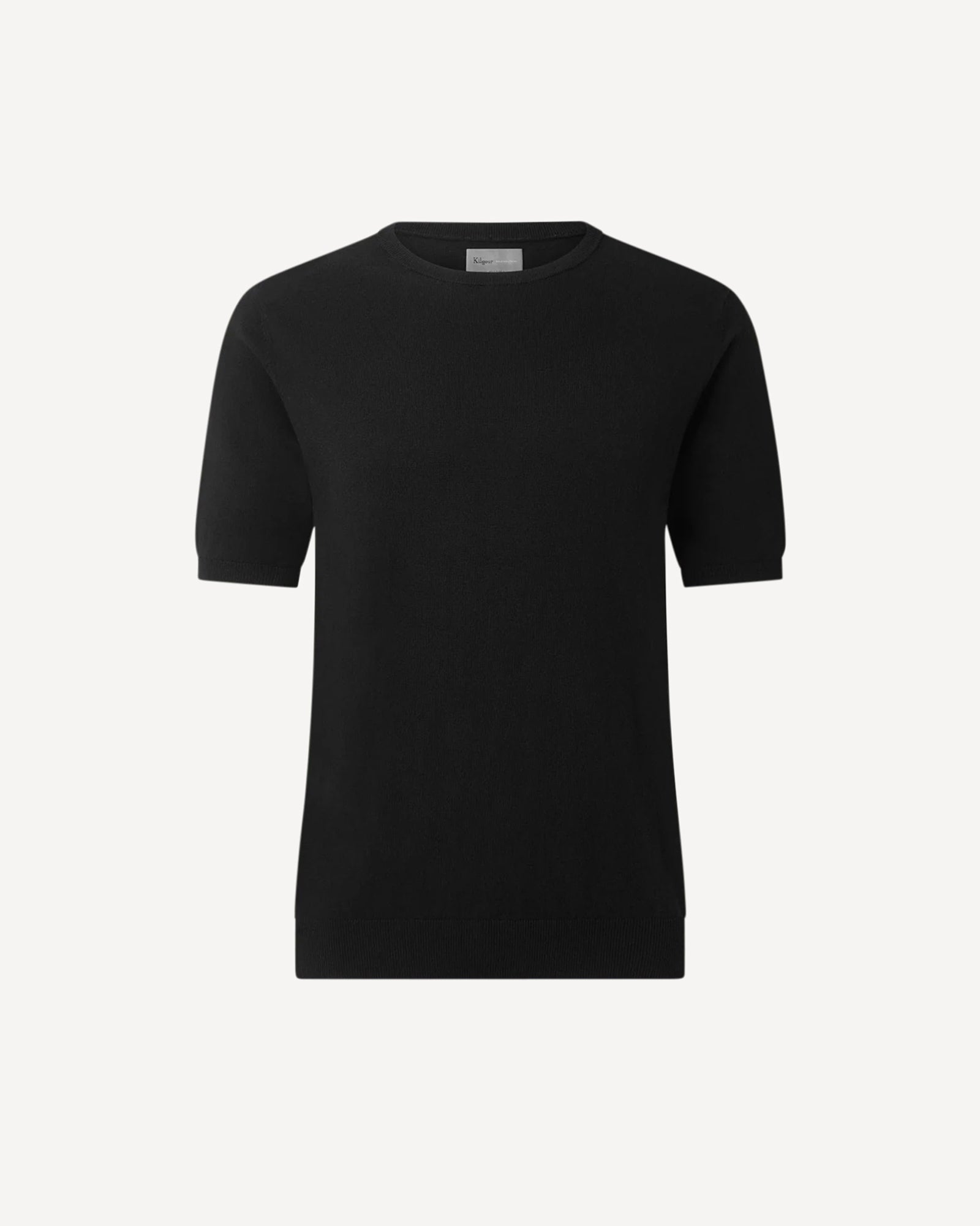 Cotton Cashmere Mix Short Sleeve Knit Black