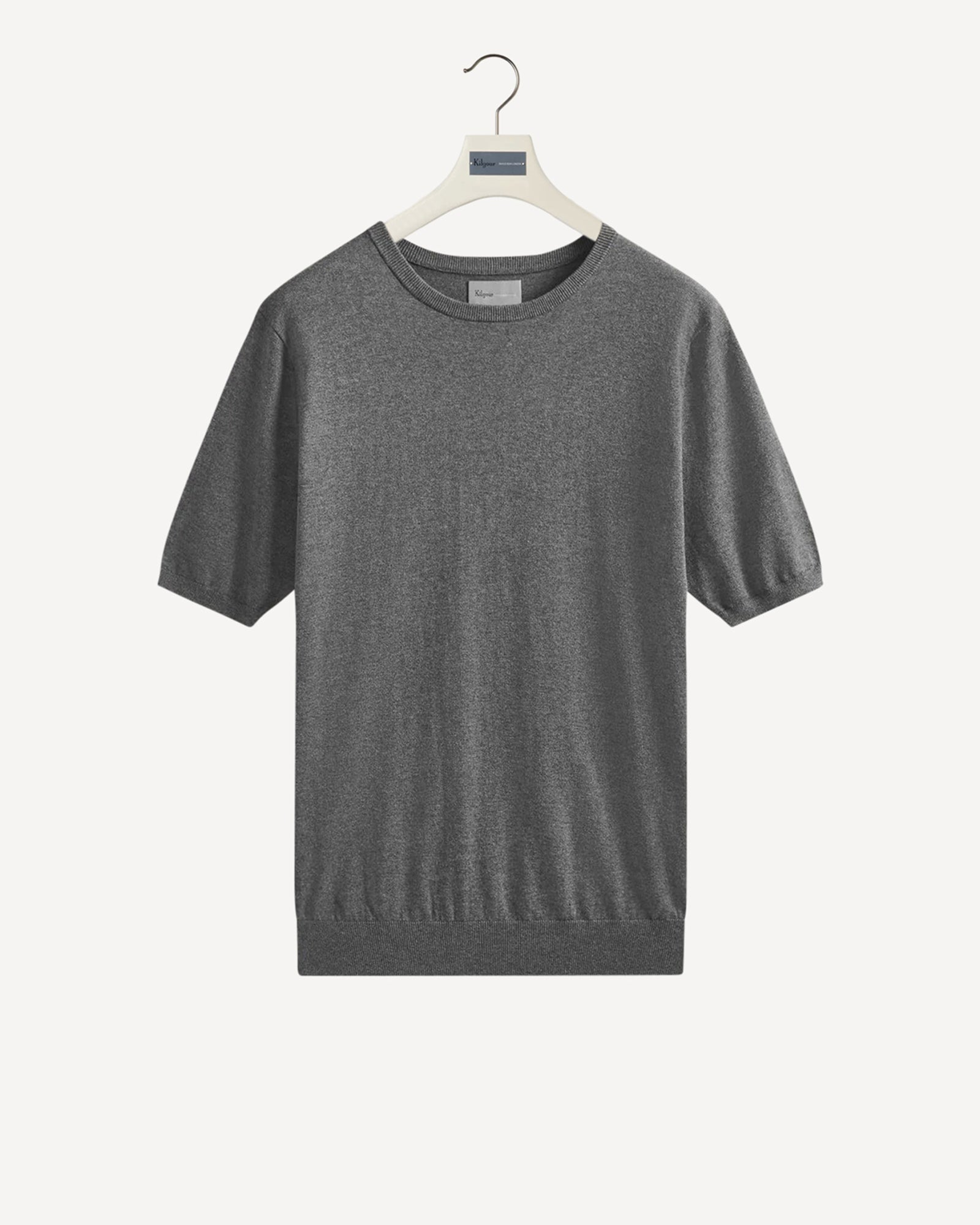 Cotton Cashmere Mix Short Sleeve Knit Grey