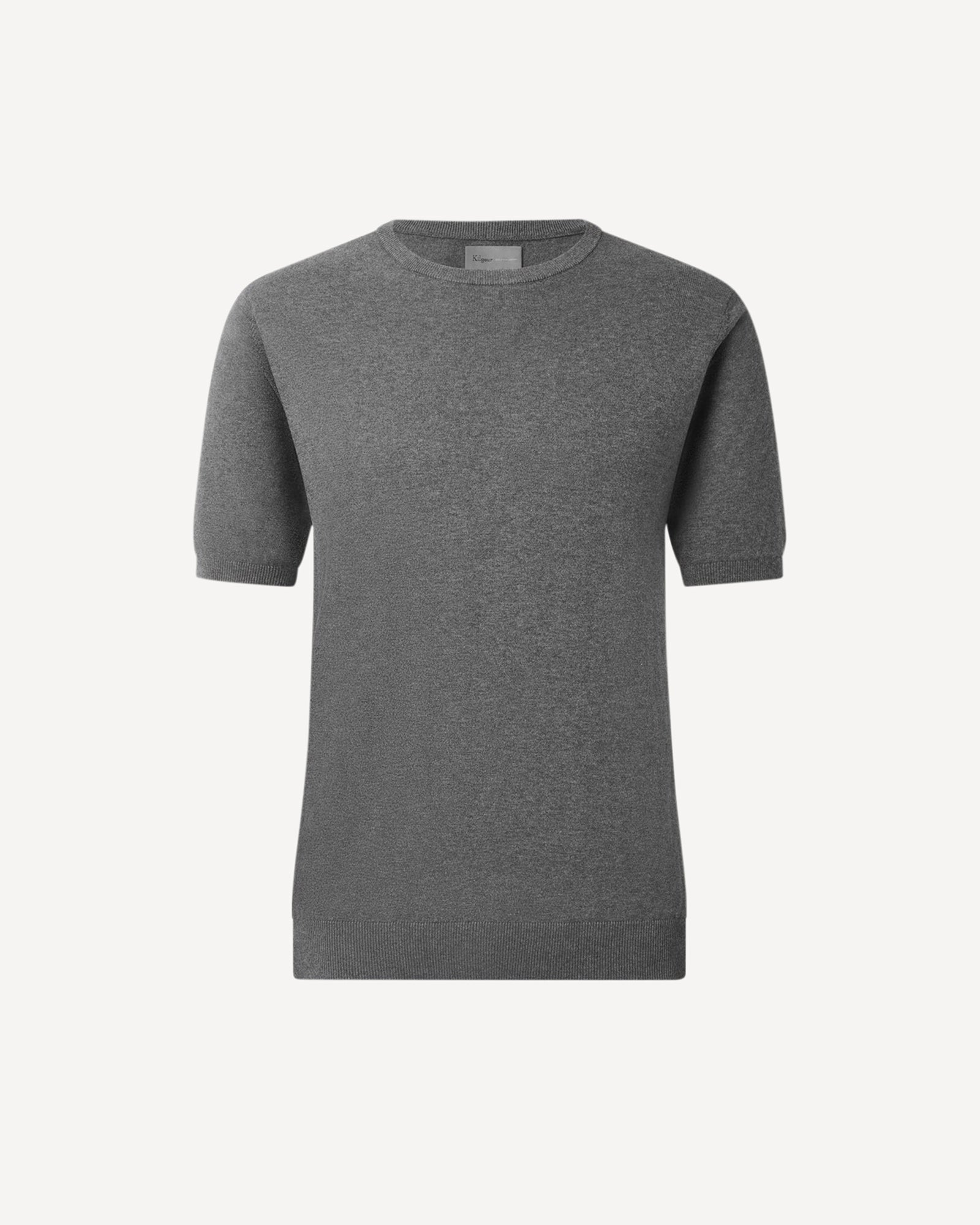 Cotton Cashmere Mix Short Sleeve Knit Grey
