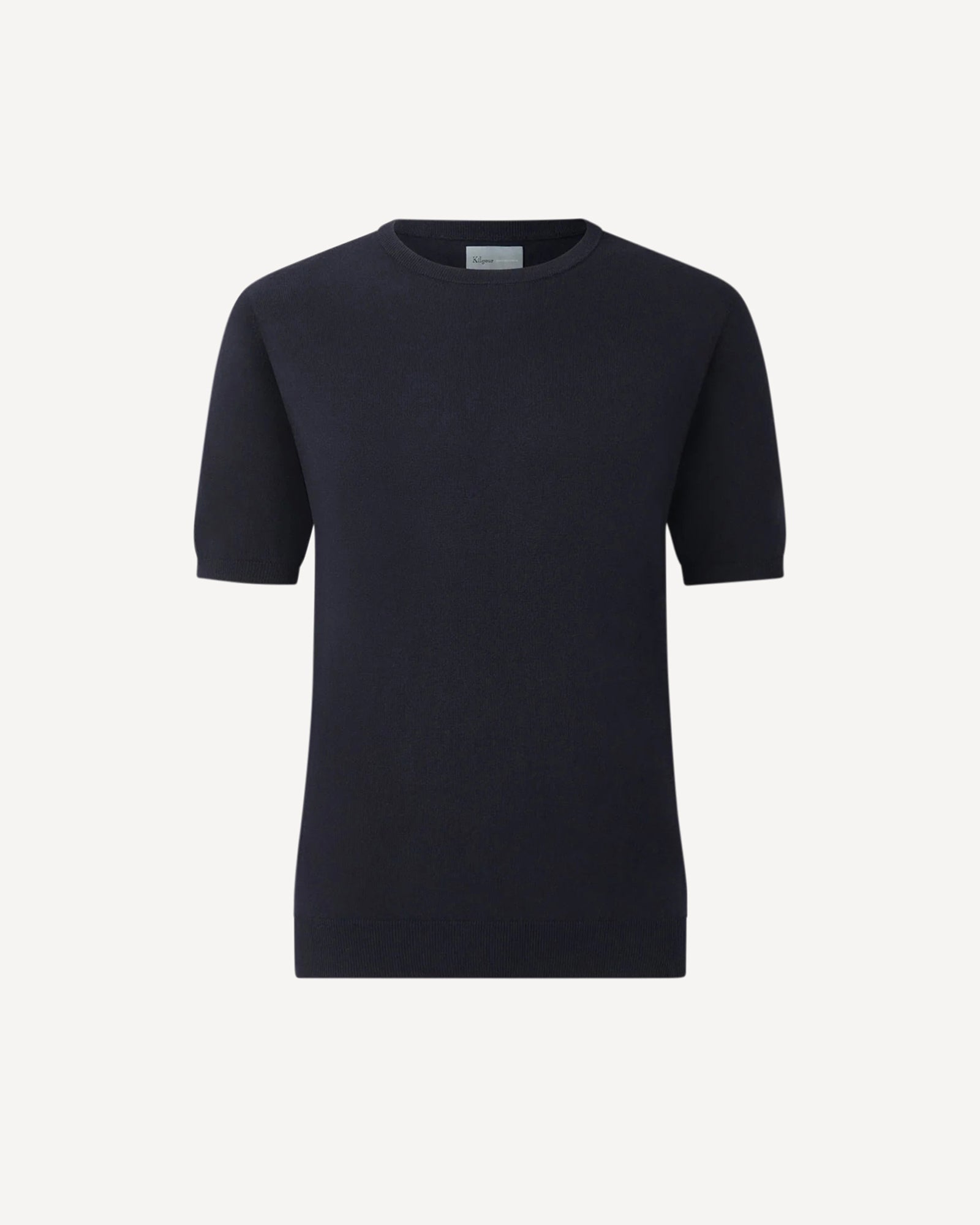 Cotton Cashmere Mix Short Sleeve Knit Navy