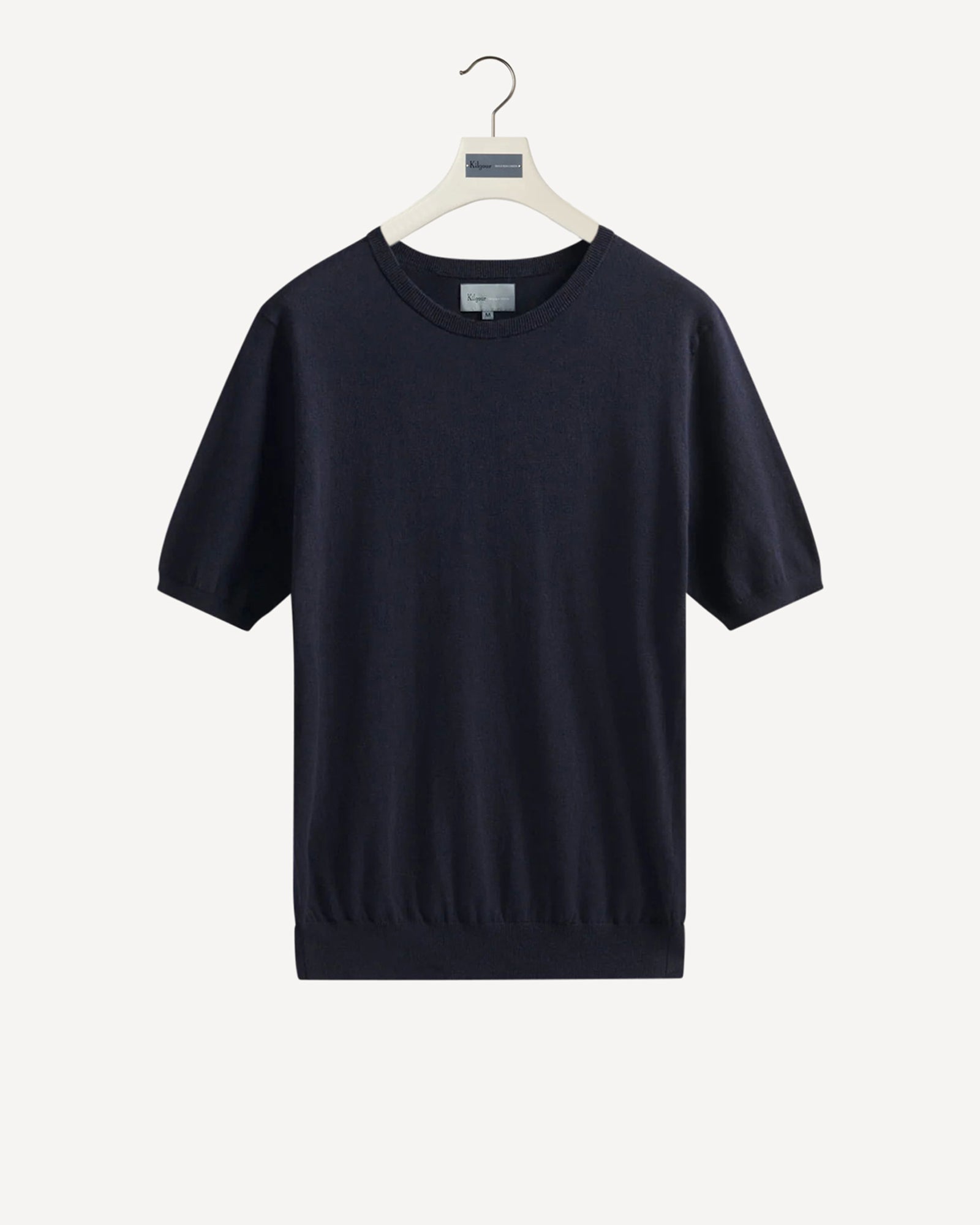 Cotton Cashmere Mix Short Sleeve Knit Navy