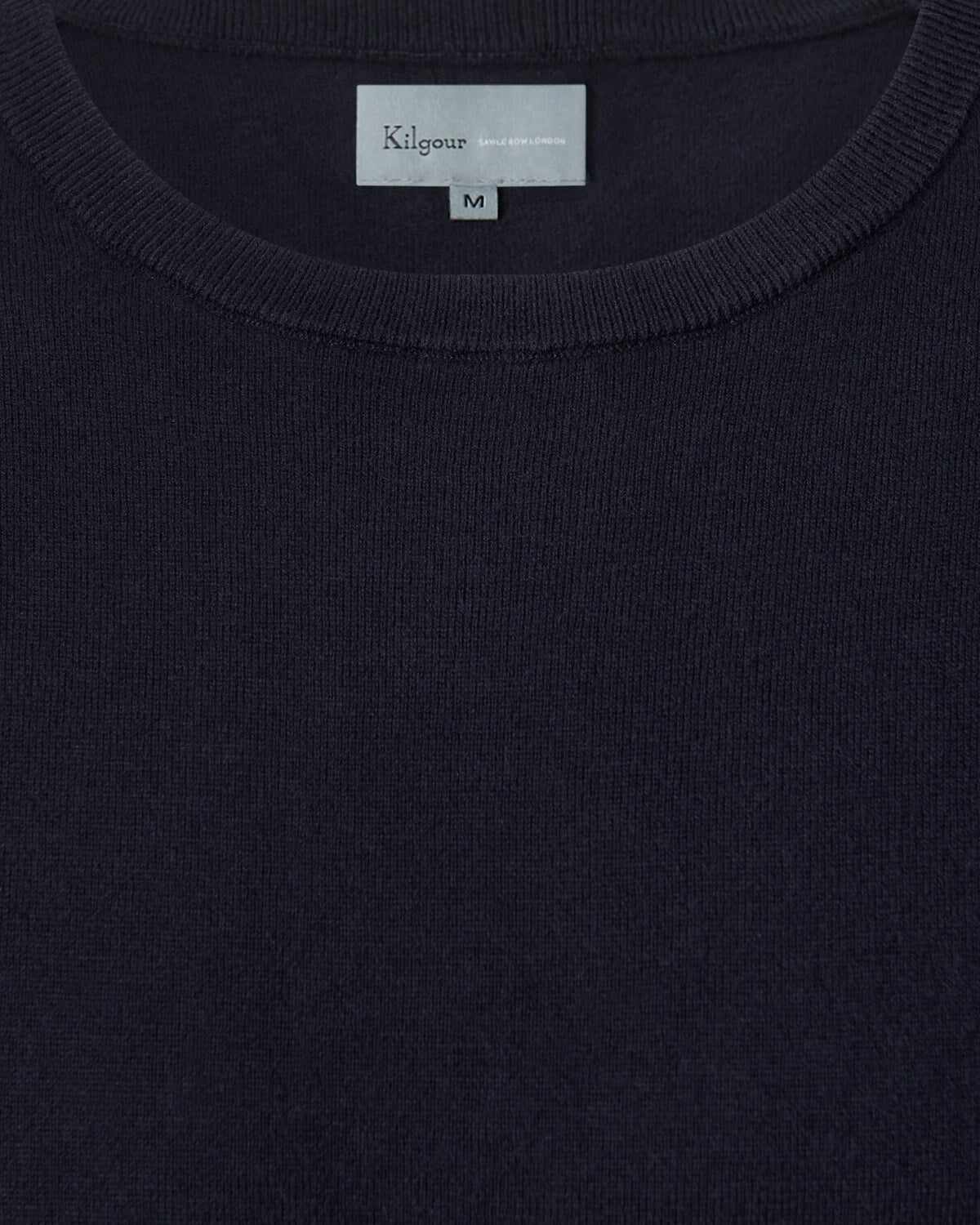 Kilgour Savile Row Tailoring S/S Cotton Cashmere Crew Neck Navy