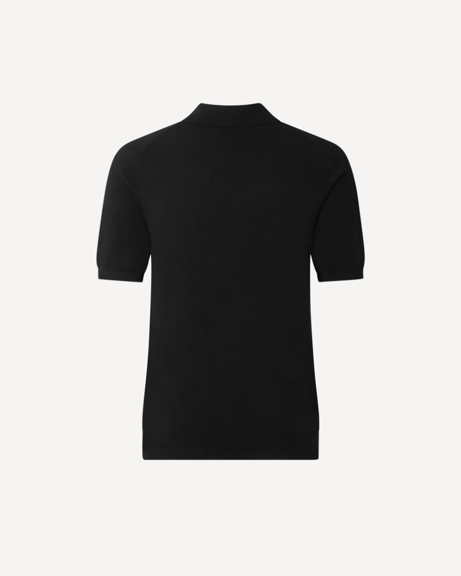 Cotton Cashmere Mix Polo Collar Short Sleeve Knit Black