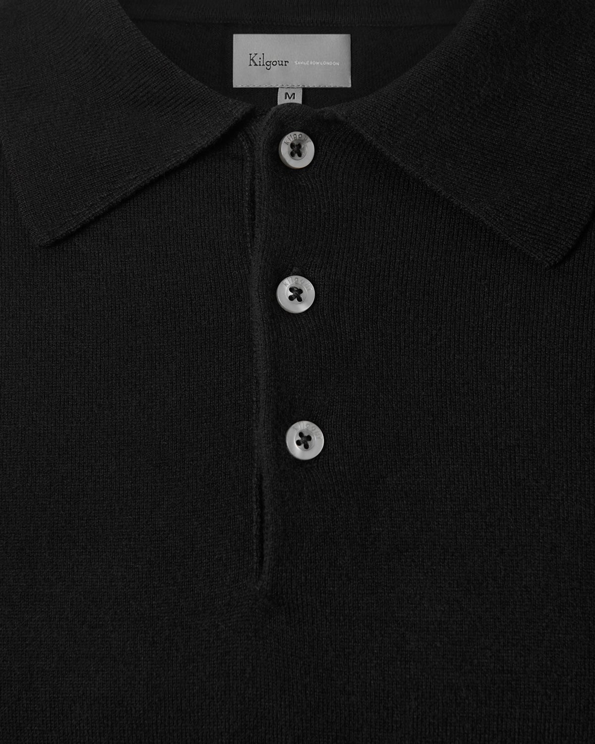 Kilgour Savile Row Tailoring S/S Cotton Cashmere Polo Neck Black