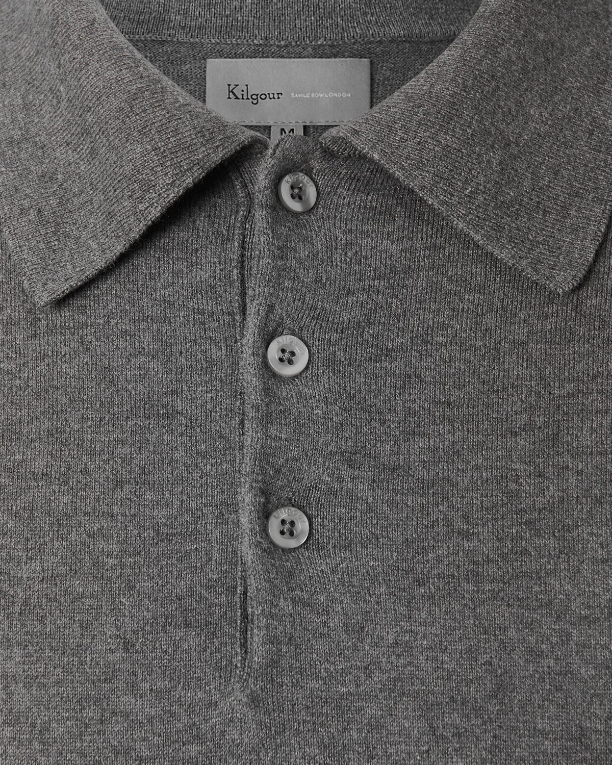 Kilgour Savile Row Tailoring S/S Cotton Cashmere Polo Neck Grey