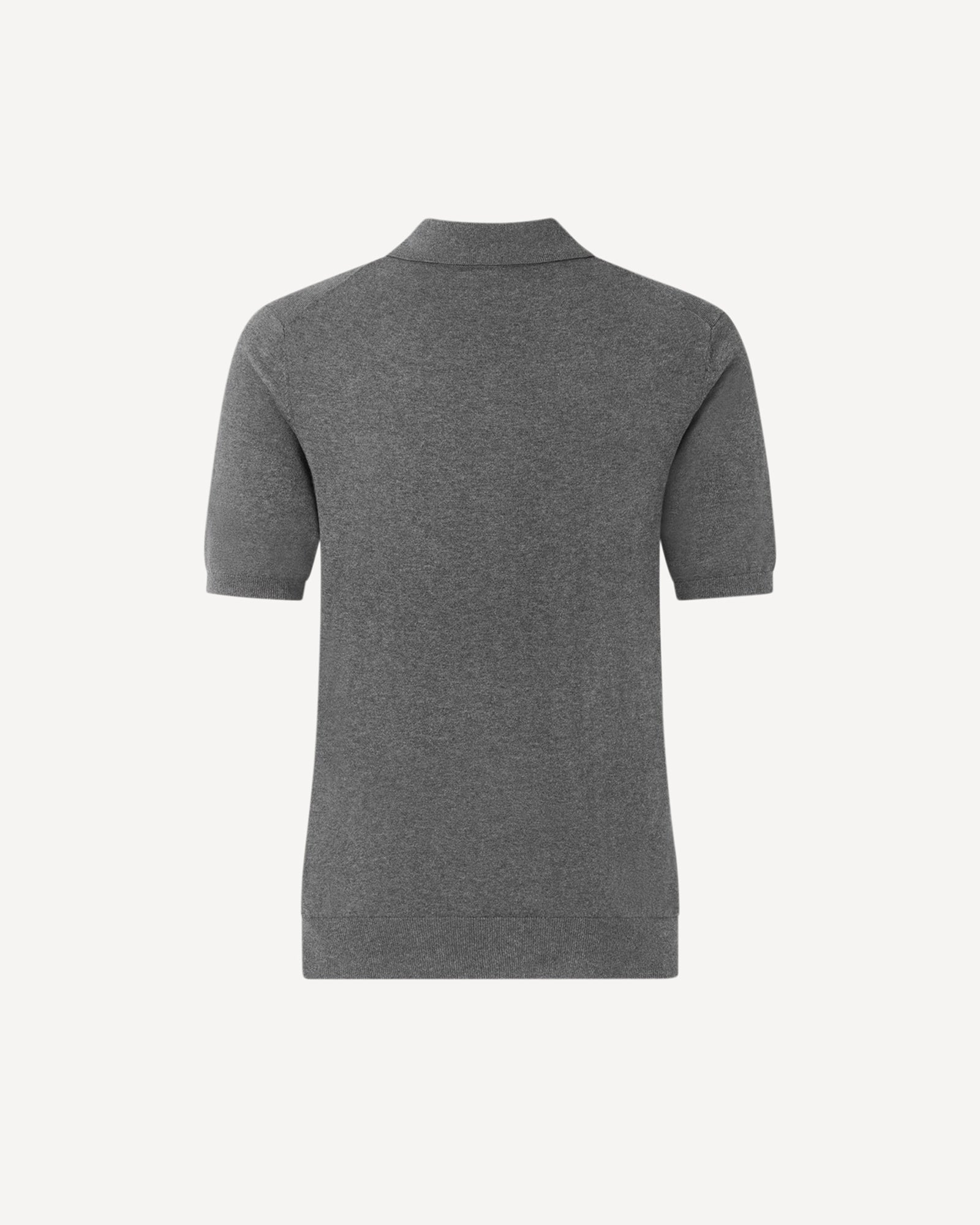 Cotton Cashmere Mix Polo Collar Short Sleeve Knit Grey