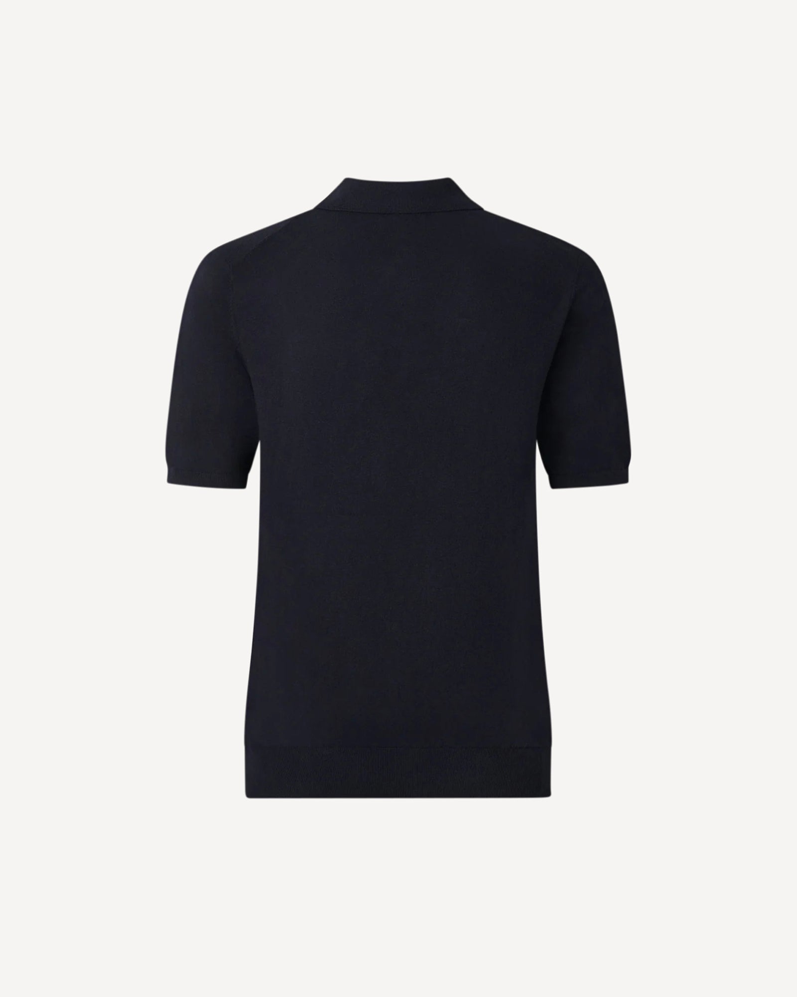 Cotton Cashmere Mix Polo Collar Short Sleeve Knit Navy